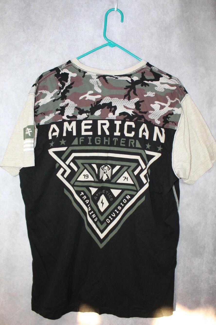 American Fighter Shirt Mens 2XL Black Short Sleeve Graphic Cotton Tagless